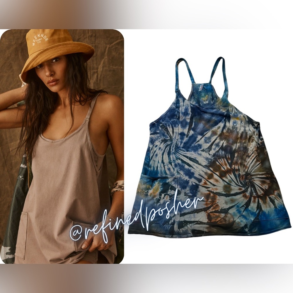 Free People Movement Hot Shot Mini Romper size Medium NEW Mocha Tie Dye